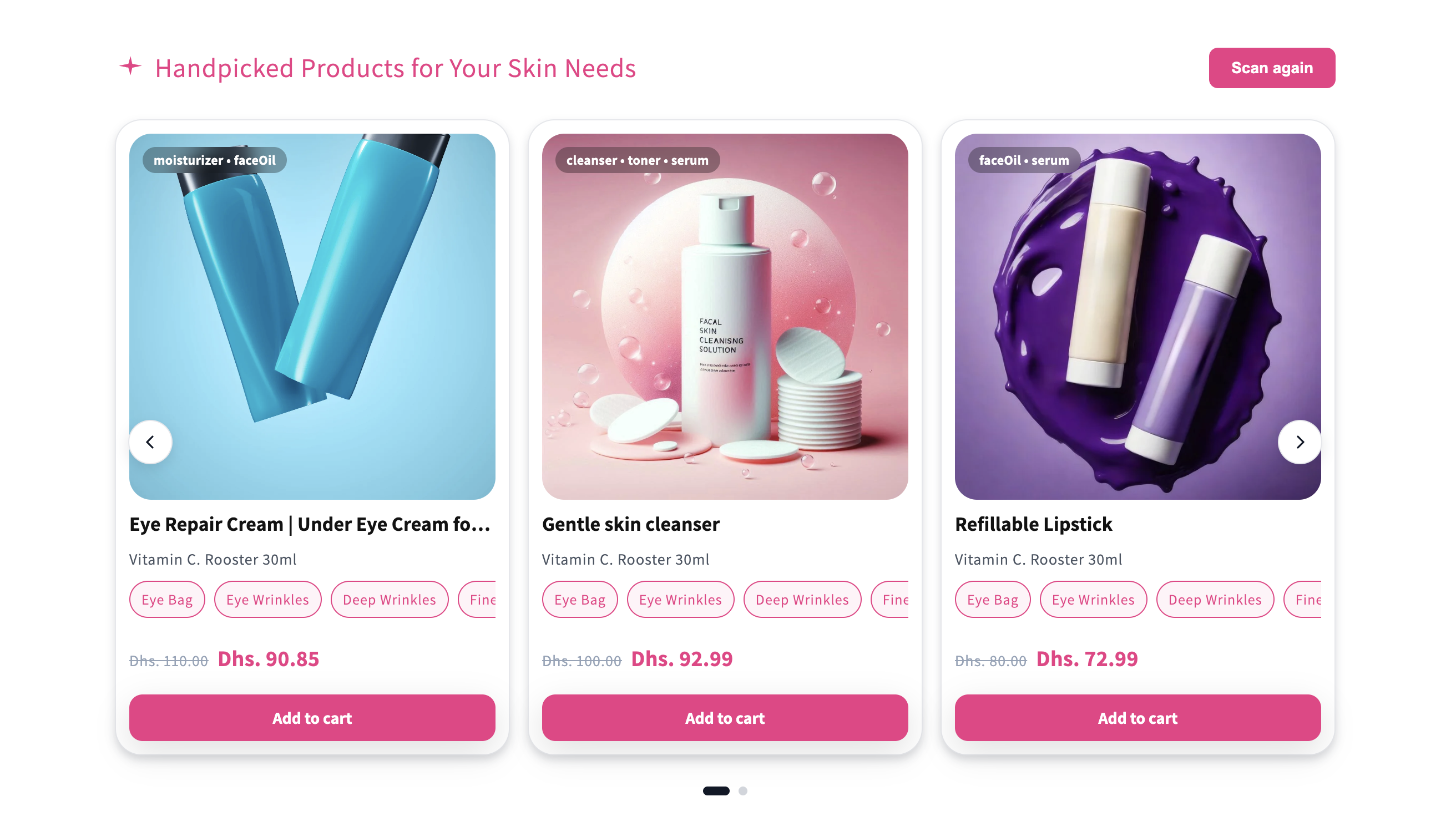 Customer Recommended Products carousel